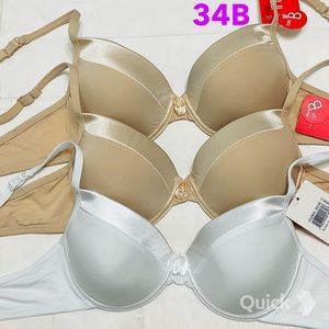 34B - NWT 3 pcs Satin Detail Contour Bras